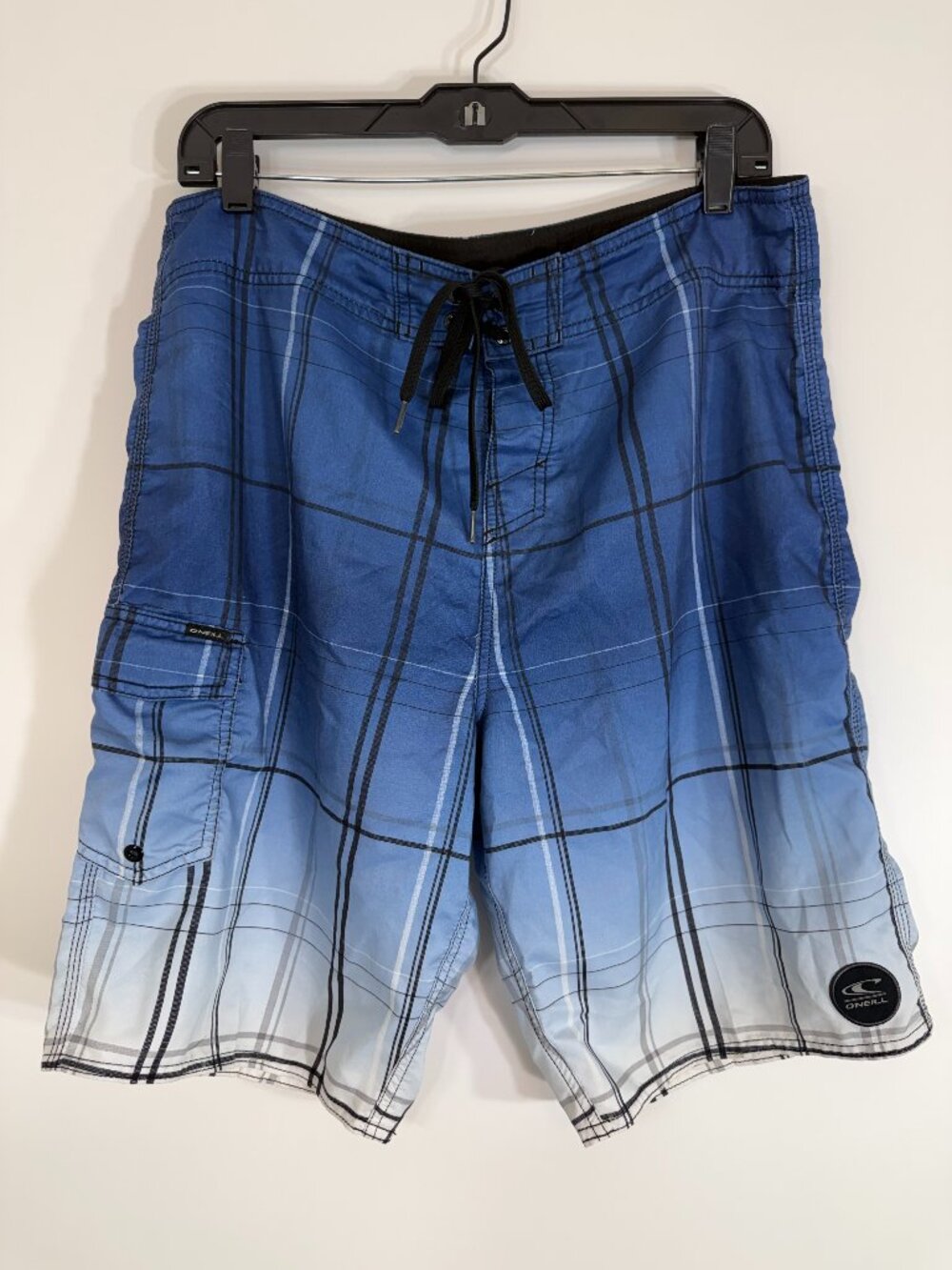 O'Neill Board Shorts Mens 34 Blue White Swim Trunks With Pocket No Liner